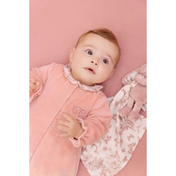 Pyjama Rose en velours Toile de Jouy 18 mois