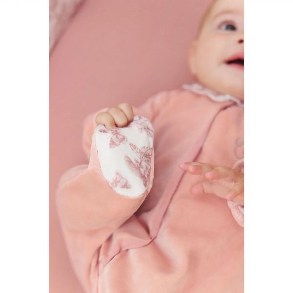 Pyjama Rose en velours Toile de Jouy 18 mois