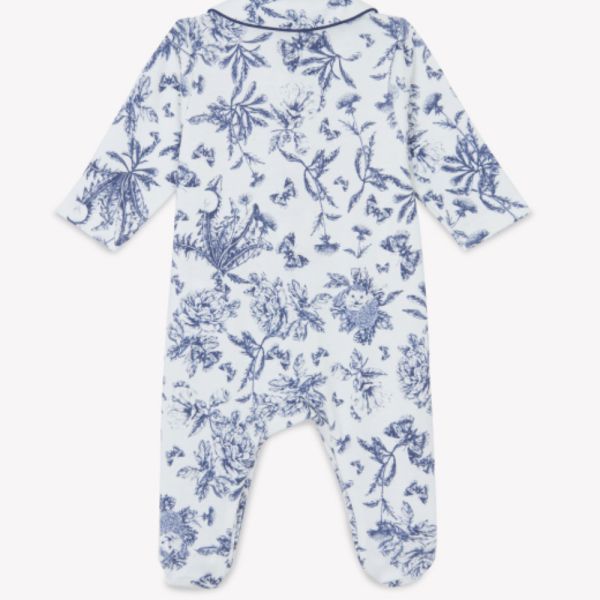 Pyjama bébé imprimé Toile de Jouy Bleu 3 mois