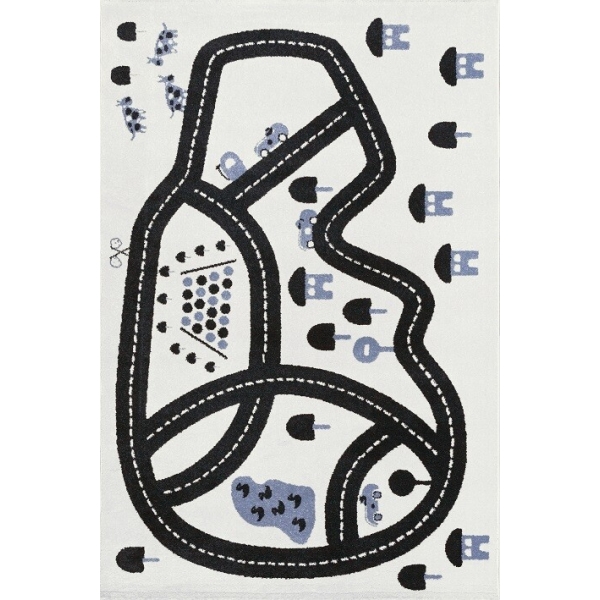 Tapis enfant 135 x 190 cm Circuit bleu