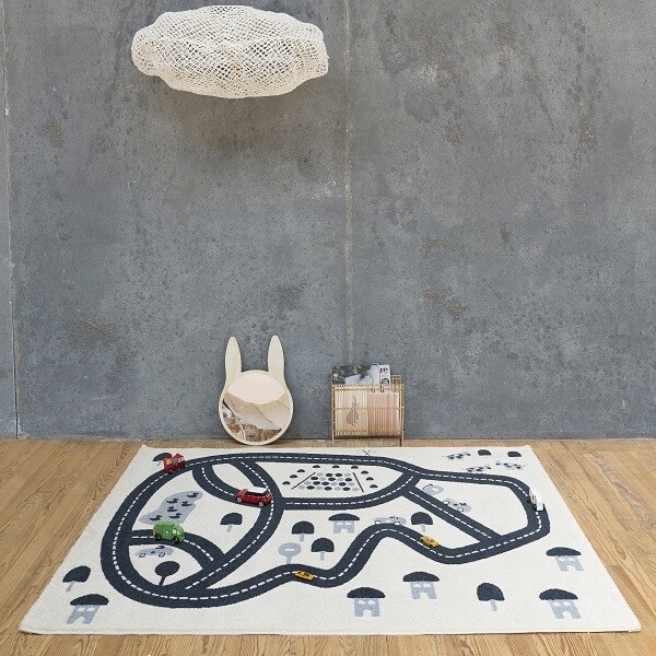 Tapis enfant 135 x 190 cm Circuit bleu