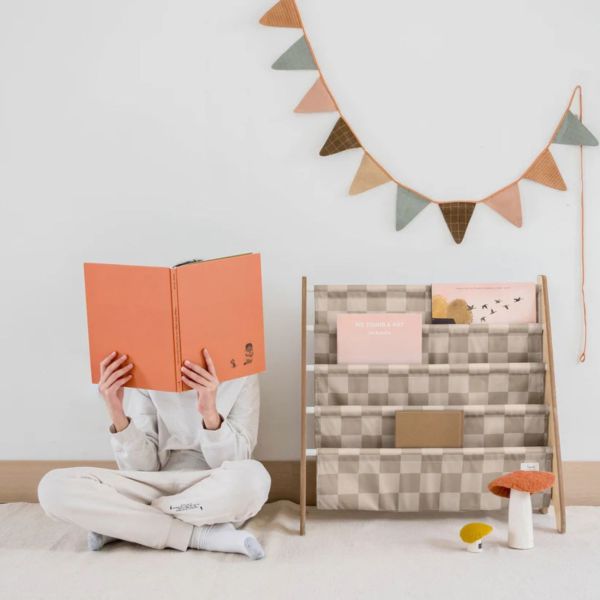 Bibliothèque enfant Damier beige