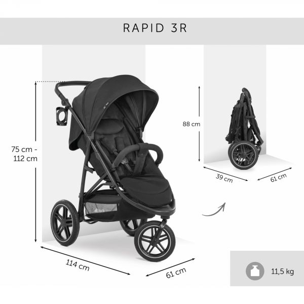 Poussette Rapid 3R Black