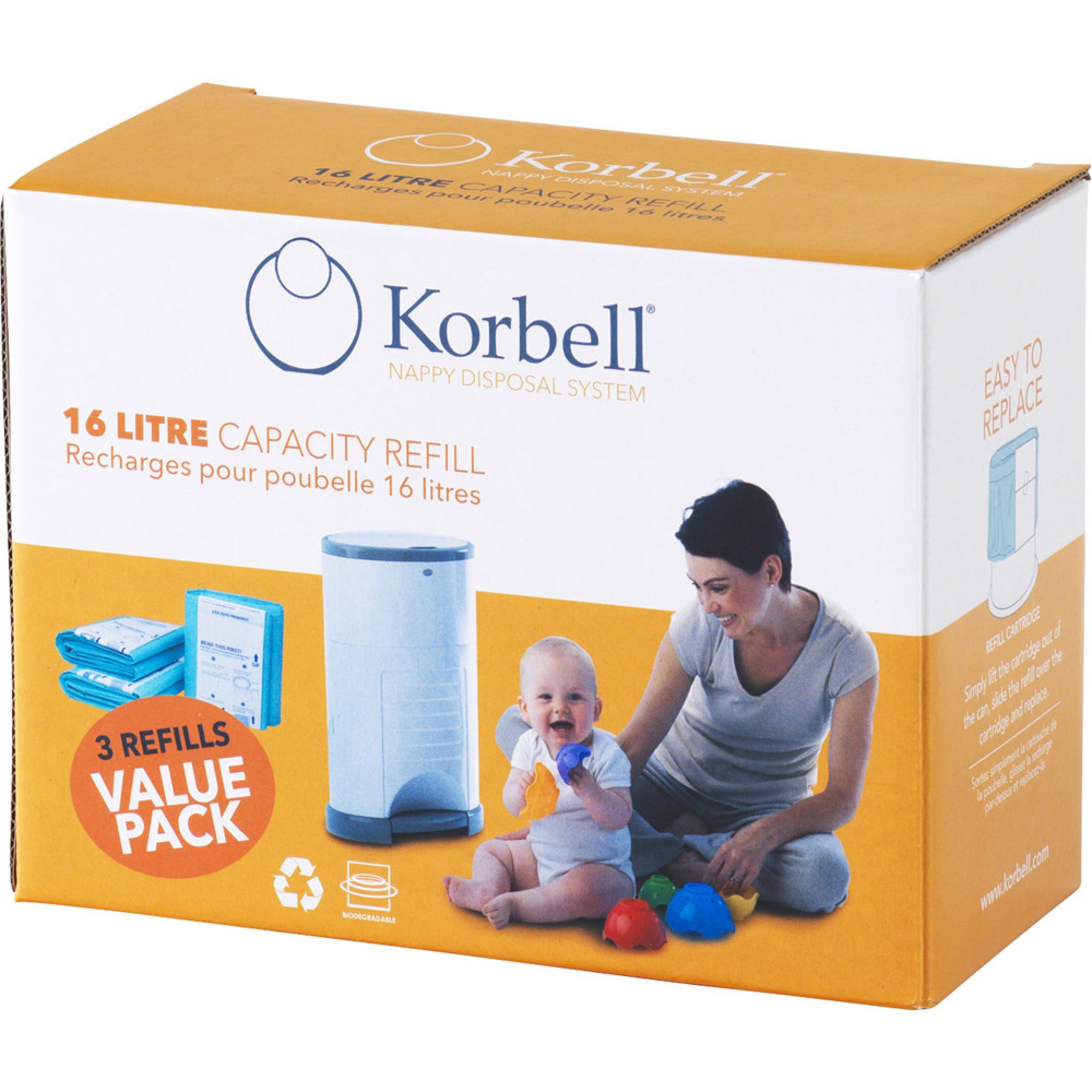 Pack de 3 recharges poubelle à couches 16L - Made in Bébé