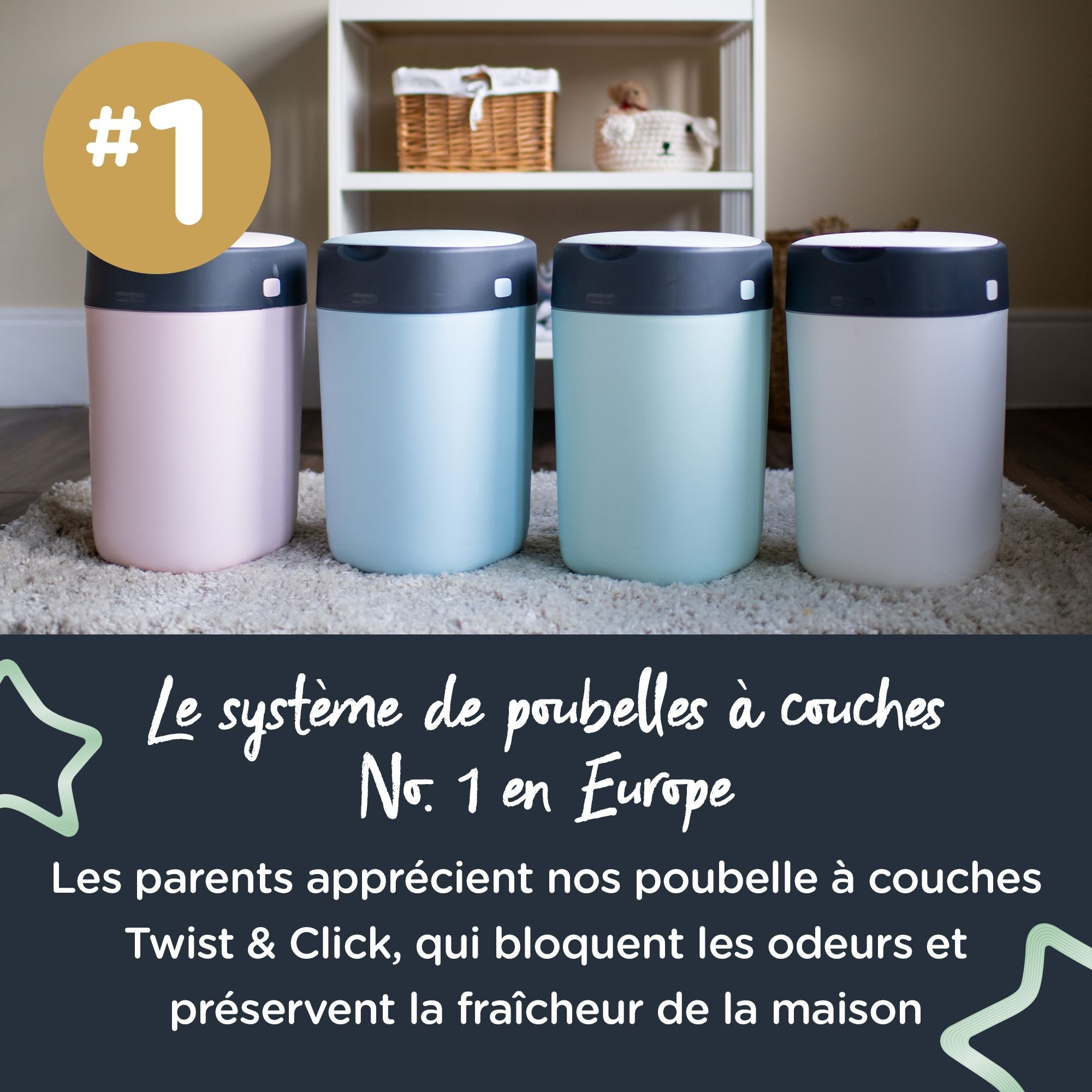 Tommee Tippee Poubelle à Couches Twist & Click + 6 Recharges