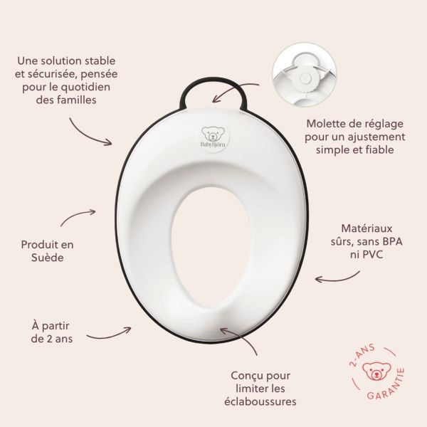 Réducteur de toilette blanc et noir
