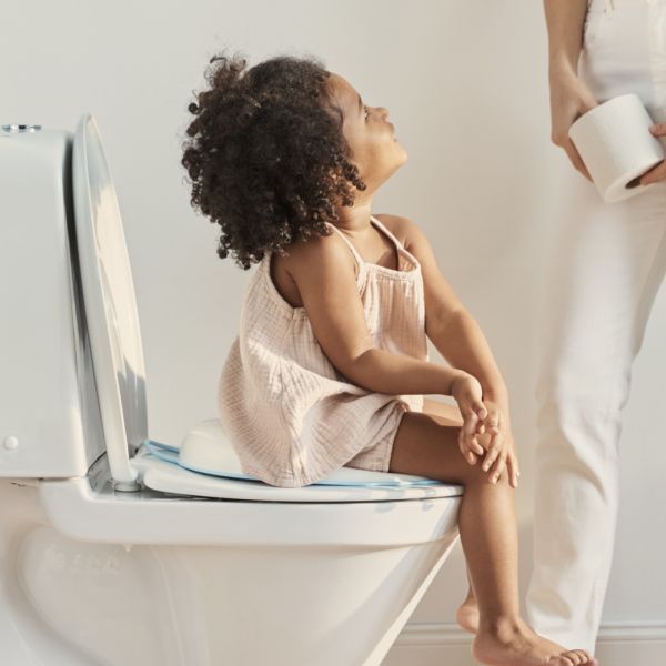 Réducteur de toilette blanc et turquoise