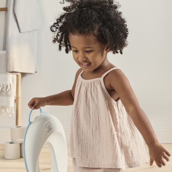 Réducteur de toilette blanc et turquoise