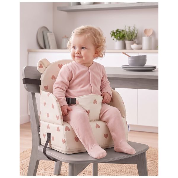 Rehausseur de chaise bébé pliable et imperméable Coeurs