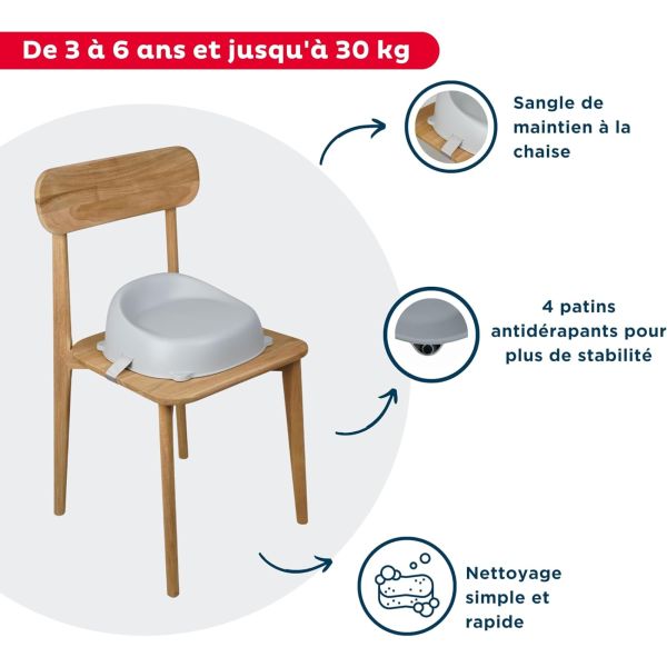 Rehausseur de chaise Easy Gris velours