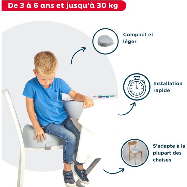 Rehausseur de chaise Easy Gris velours