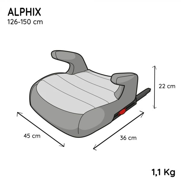 Réhausseur isofix ALPHIX 126-150 cm i-Size Noir