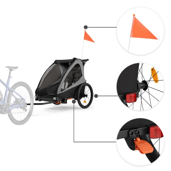Remorque vélo enfant 2en1 Nava walk Gris