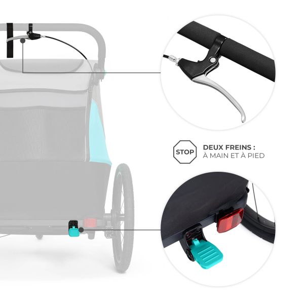 Remorque vélo enfant 3en1 Nava Bleu