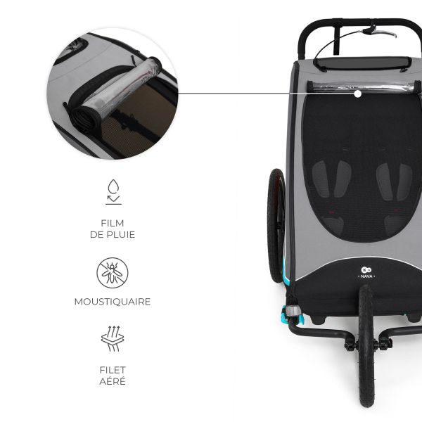 Remorque vélo enfant 3en1 Nava Bleu
