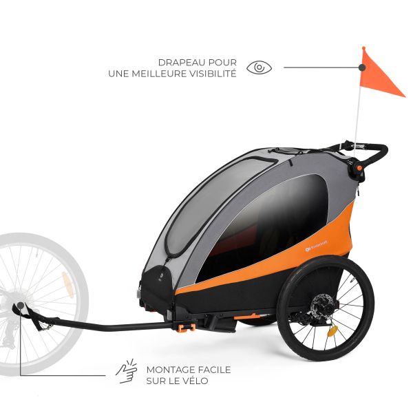 Remorque vélo enfant 3en1 Nava Orange