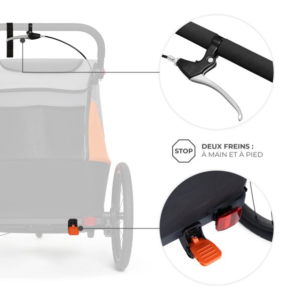Remorque vélo enfant 3en1 Nava Orange