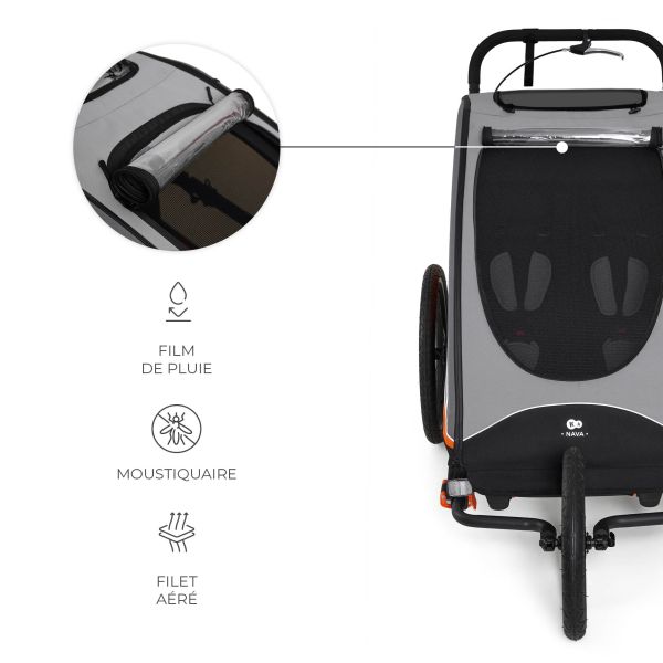 Remorque vélo enfant 3en1 Nava Orange