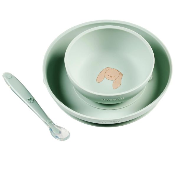 Set repas en silicone Vert / lapin
