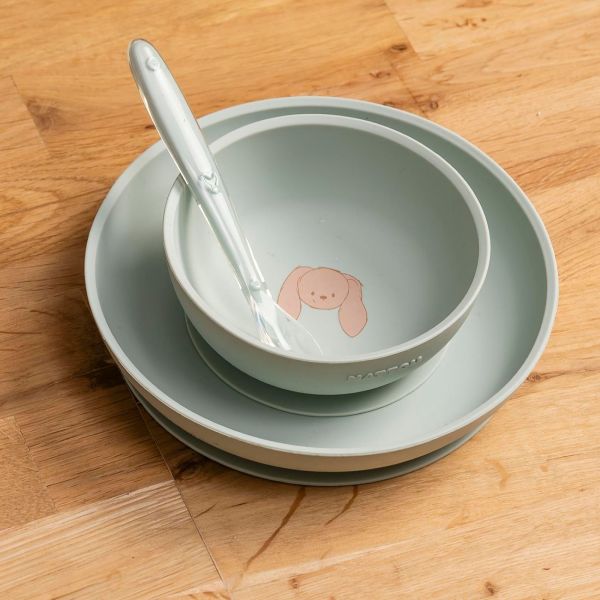 Set repas en silicone Vert / lapin