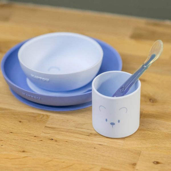 Coffret repas 4 pièces en silicone Bleu