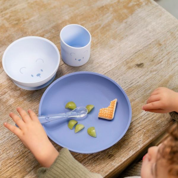 Coffret repas 4 pièces en silicone Bleu