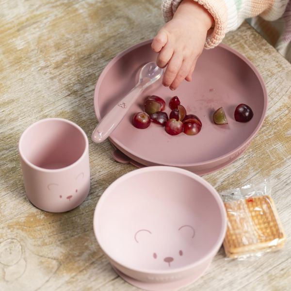 Coffret repas 4 pièces en silicone Rose