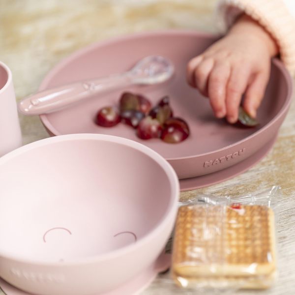 Coffret repas 4 pièces en silicone Rose