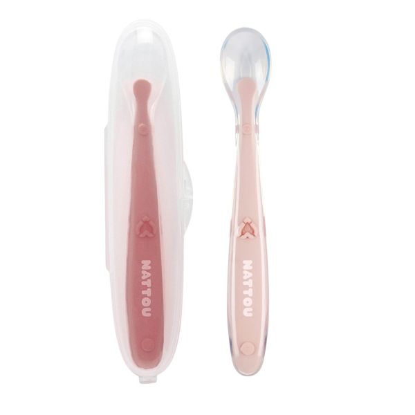 Set de 2 cuillères avec étui rose