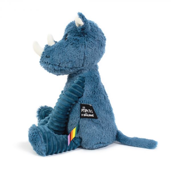 Peluche Les Ptipotos rhinocéros Grobisous bleu