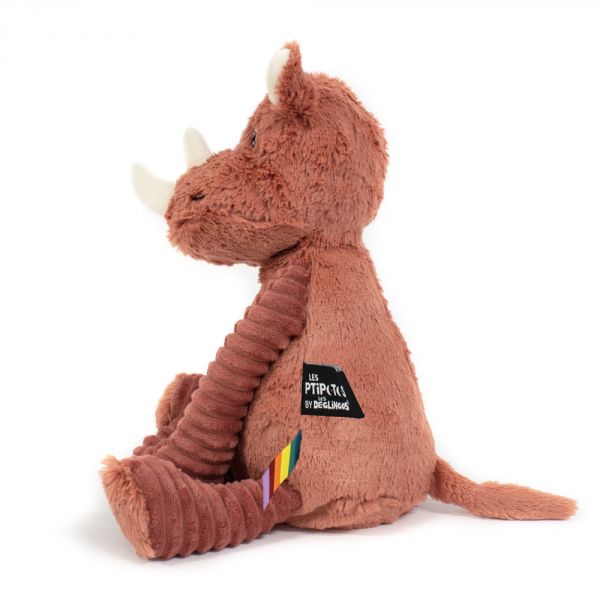 Peluche Les Ptipotos rhinocéros Grobisous terracotta