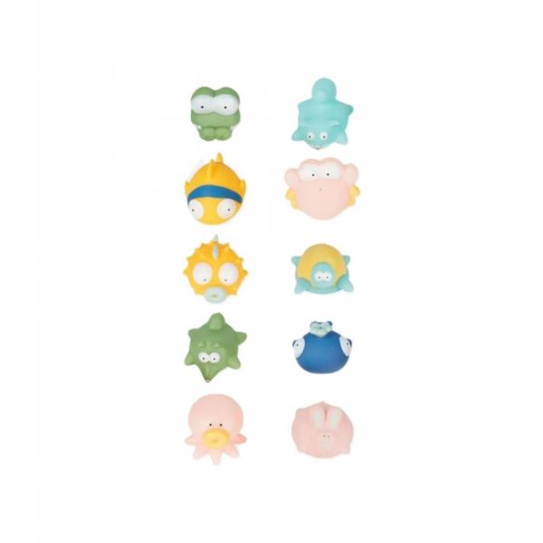 Lot de 10 jouets de bain rigolos splash pastel + sac