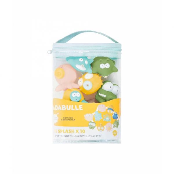 Lot de 10 jouets de bain rigolos splash pastel + sac