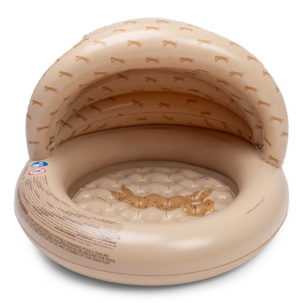 Piscine gonflable avec canopy léopard beige