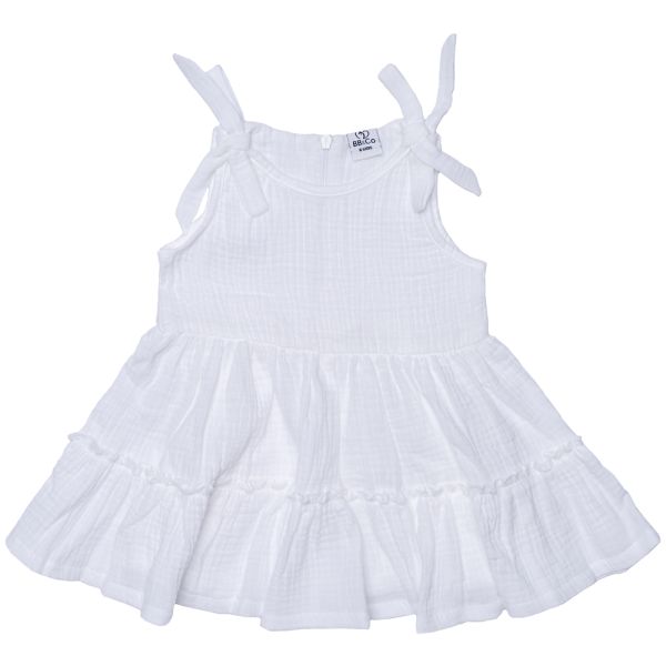 Robe bretelles en gaze blanc - 6 mois