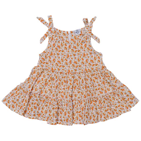 Robe bretelles en gaze liberty orange - 18 mois