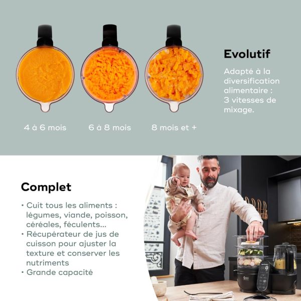 Robot culinaire multifonctions Nutribaby + XL Mineral Black