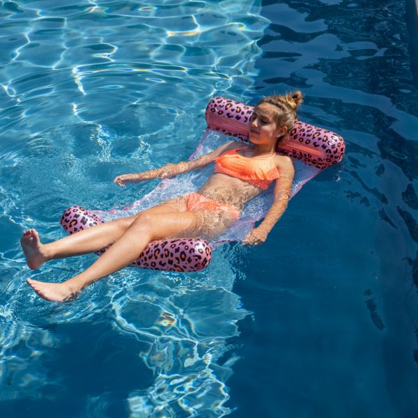 Hamac aquatique léopard rose et or 116 cm
