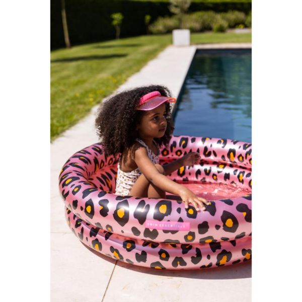 Piscine bébé Ø 100 cm léopard rose 2 anneaux