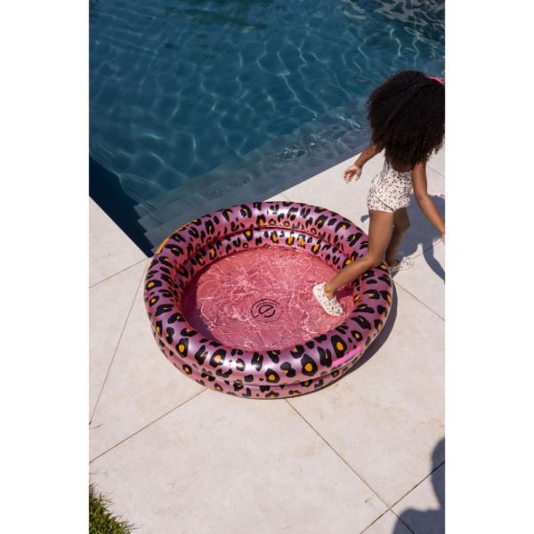 Piscine bébé Ø 100 cm léopard rose 2 anneaux