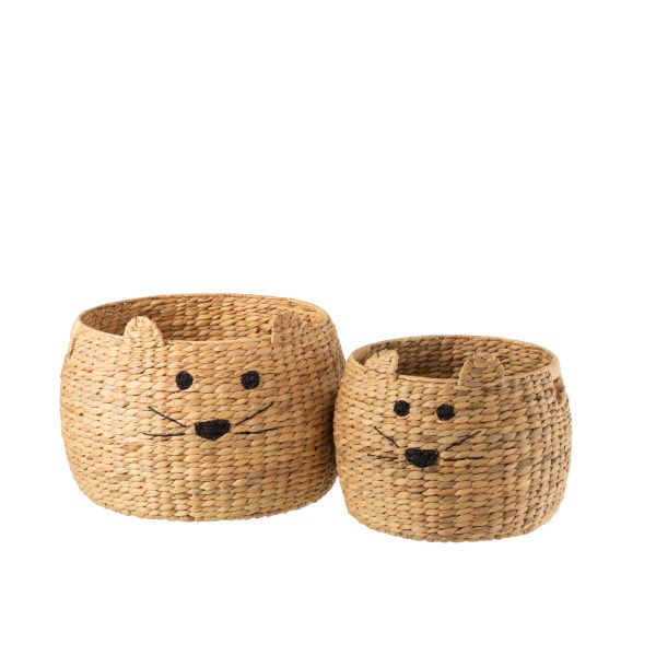 Lot de 2 paniers de rangement Jacinthe d'eau naturel Chat