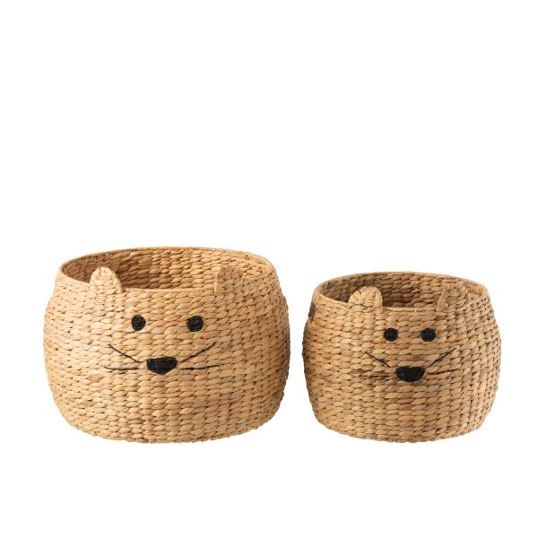 Lot de 2 paniers de rangement Jacinthe d'eau naturel Chat