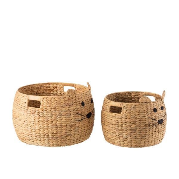 Lot de 2 paniers de rangement Jacinthe d'eau naturel Chat