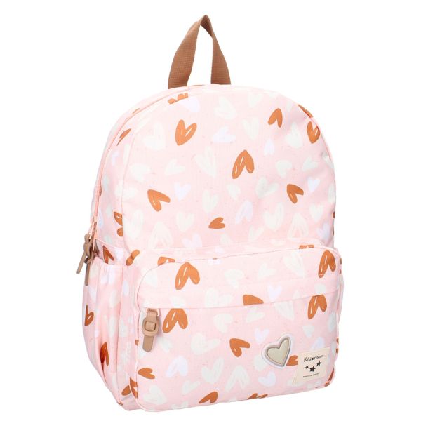 Sac à dos enfant Coeurs rose/caramel 36 cm