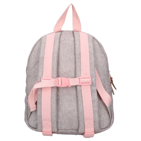 Sac à dos enfant Fleurs gris demin 31 cm