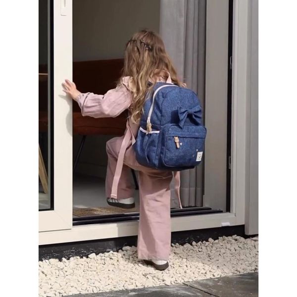 Sac à dos enfant neud bleu denim 36 cm