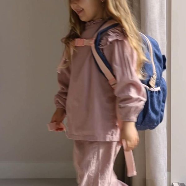 Sac à dos enfant neud bleu denim 36 cm