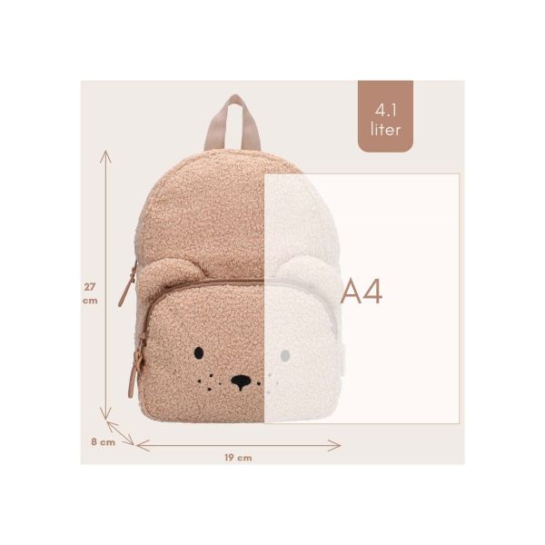 Sac à dos enfant ourson bouclette beige 27 cm