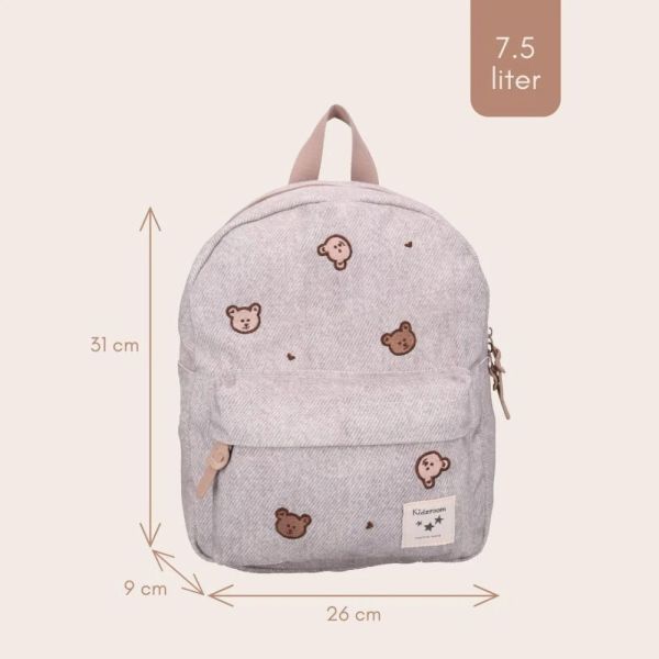 Sac à dos enfant oursons gris denim 31 cm