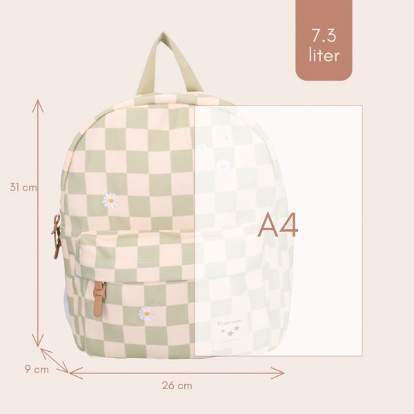 Sac à dos enfant Pâquerettes beige/vert 31 cm